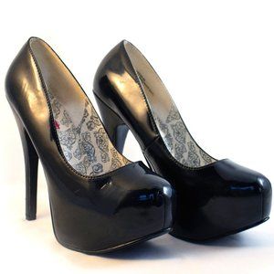 Black Pleaser Bordello Teeze Platform Shoes Size 8 Patent